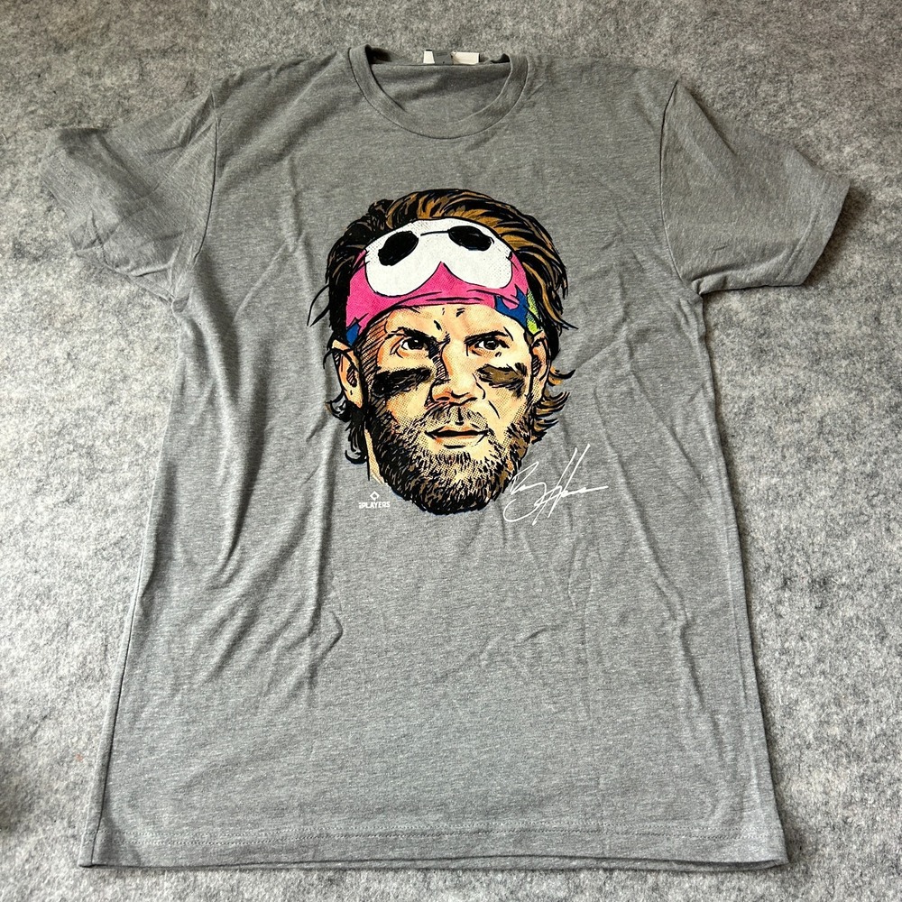 NWT Bryce Harper Gritty Headband Graphic T Shirt Men's Size S Grey 500 Level